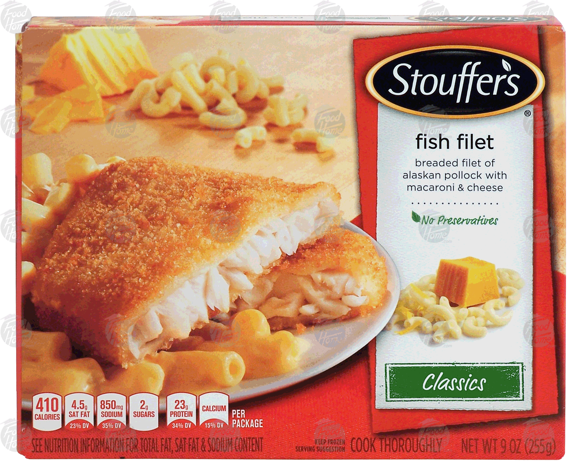 Stouffer's Classics fish fillet, breaded alaskan pollock fillet and macaroni & cheese Full-Size Picture